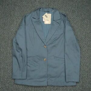 Levis Blazer Womens‎ Medium Blue Single Breasted Cotton Sport Coat NWT